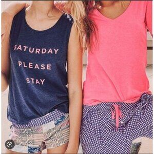 Victoria's Secret Saturday Please Stay Muscle Crop Top Tee  XL Relaxed Women
